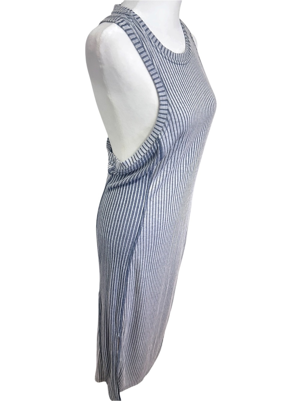 NWT Anthropologie Daily Practice Ribbed Racerback Maxi Dress Gray Striped